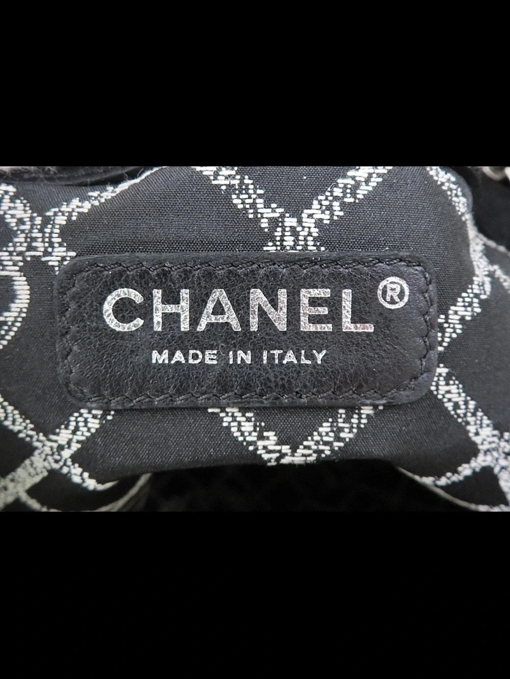 CHANEL White Canvas Tote with Black Handles and Logo